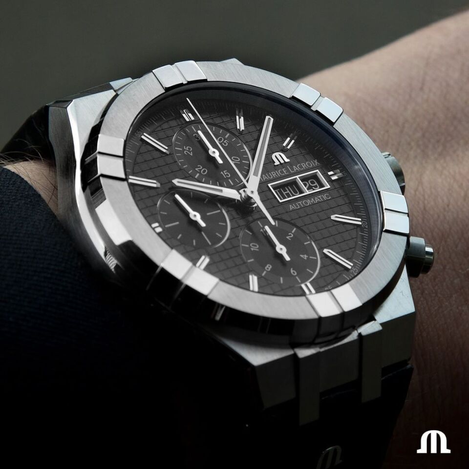 Maurice Lacroix AIKON Automatic Chronograph 44 mm Siyah Kadran Erkek Kol Saati – ML-AI6038SS001330-1