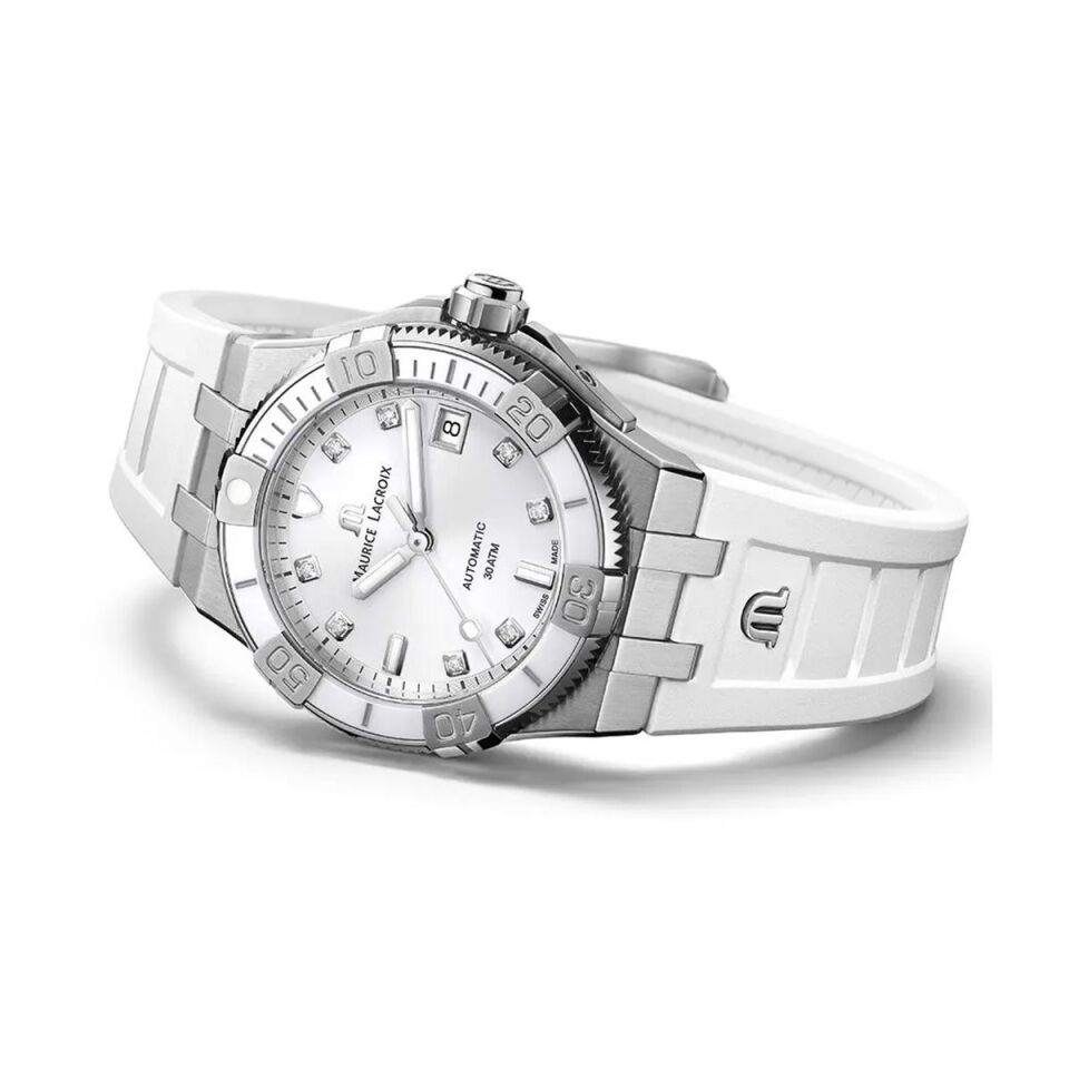 Maurice Lacroix AIKON Venturer Automatic 38 mm Pırlantalı Beyaz Kadran Kadın Kol Saati ML-AI6057SS00F150-F