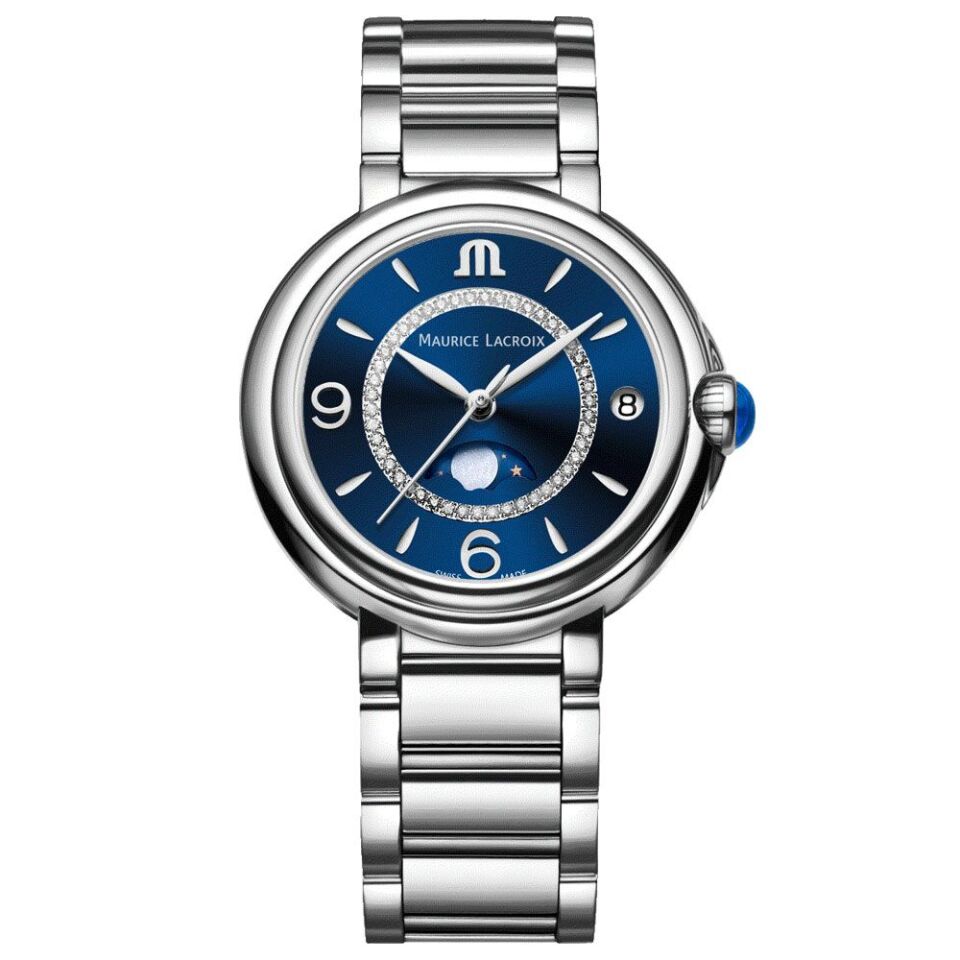 Maurice Lacroix FIABA Moonphase 32 mm Pırlantalı Mavi Kadran Kadın Kol Saati ML–FA1084SS002420-1