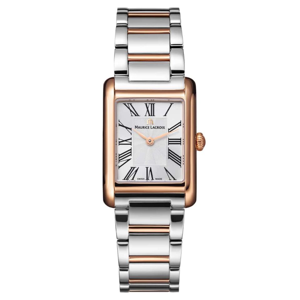 Maurice Lacroix FIABA Square 24 × 34 mm Gümüş Kadran Rose Gold Çelik Bilezikli Kadın Kol Saati ML–FA1205PVP02110-A